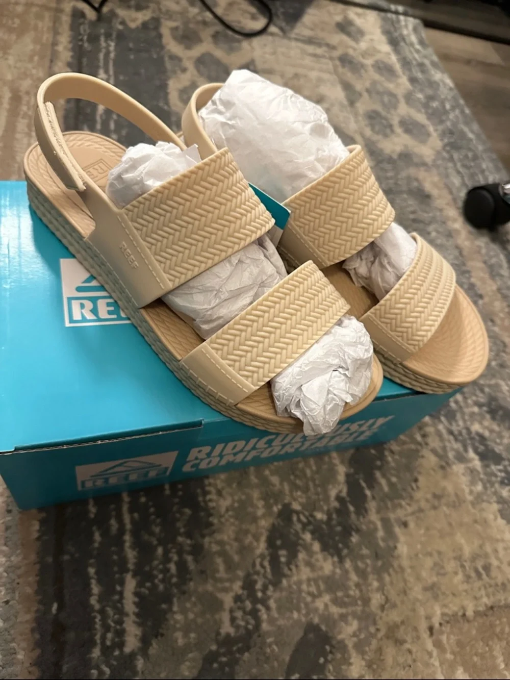 Reef Beige Textured Strap Slingback Sandals - Picture 1 of 3